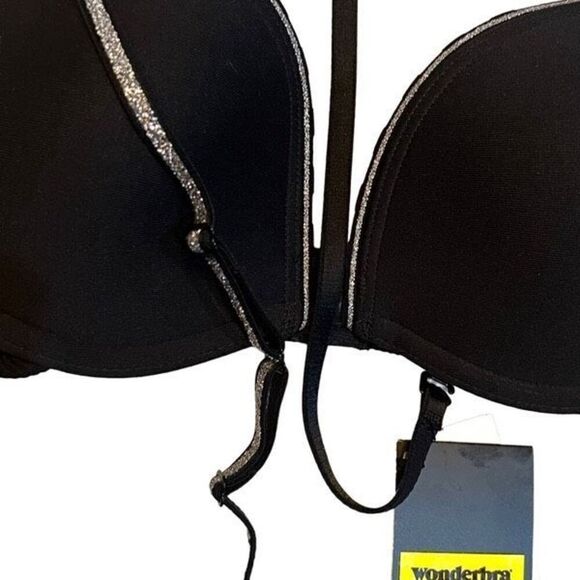 Wonder Bra NWT Size 32C Strapless Removable Strap Black Padded Push up - Picture 2 of 4